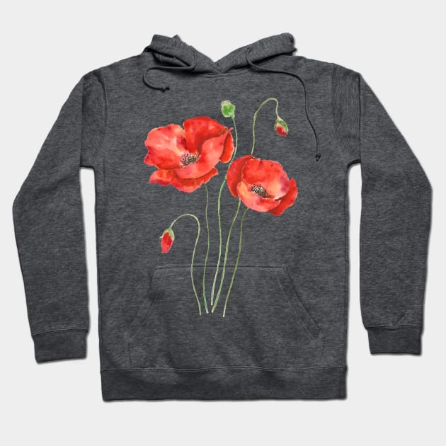 2 orange poppies watercolor Hoodie by colorandcolor